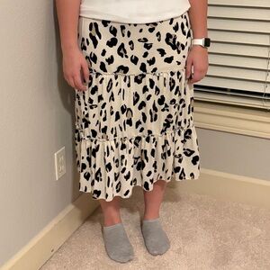 Tickled Teal Animal Print Midi Skirt